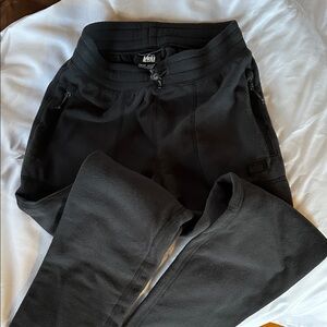 REI Black Fleece Pants with Drawstring